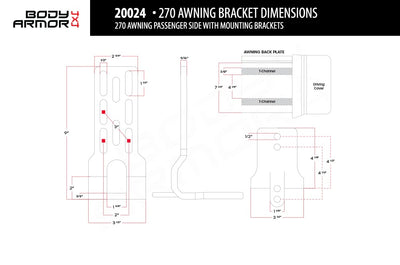 BODY ARMOR 4X4 SKY RIDGE 270 AWNING PASSENGER SIDE WITH MOUNTNG BRACKETS
