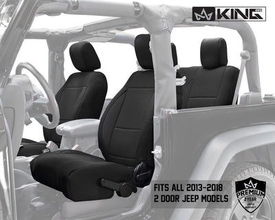 King 4WD Premium Neoprene Seat Covers, Black/Black Jeep Wrangler JK 2 Door 2013 - 2018