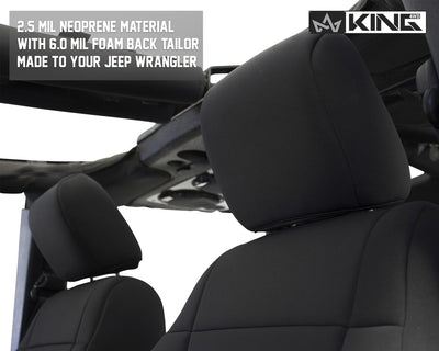 King 4WD Premium Neoprene Seat Covers, Black/Black Jeep Wrangler JK 2 Door 2013 - 2018