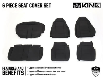 King 4WD Premium Neoprene Seat Covers, Black/Black Jeep Wrangler TJ
