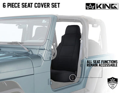 King 4WD Premium Neoprene Seat Covers, Black/Black Jeep Wrangler TJ