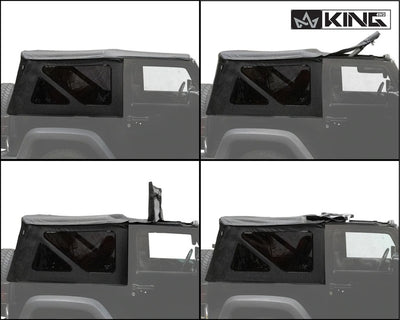 King 4WD Premium Replacement Soft Top, Black Diamond With Tinted Windows, Jeep Wrangler JK 2 Door 2010-2018