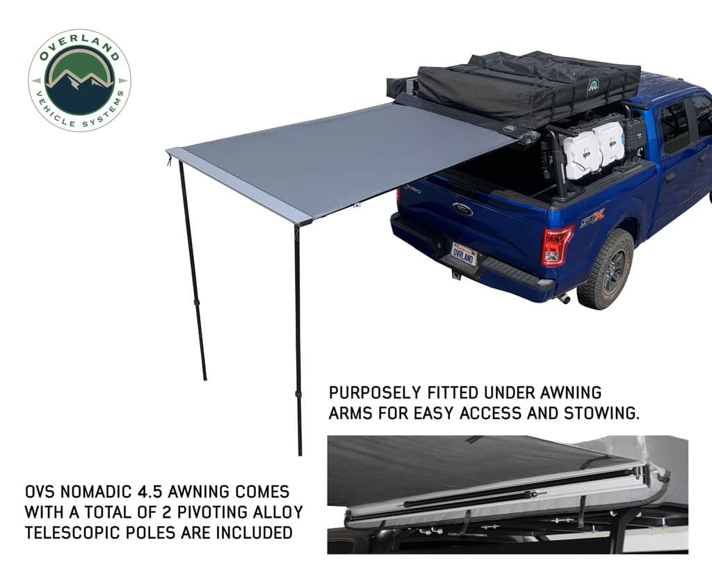 Overland Vehicle Systems Nomadic Awning 1.3 - 4.5' With Black Cover