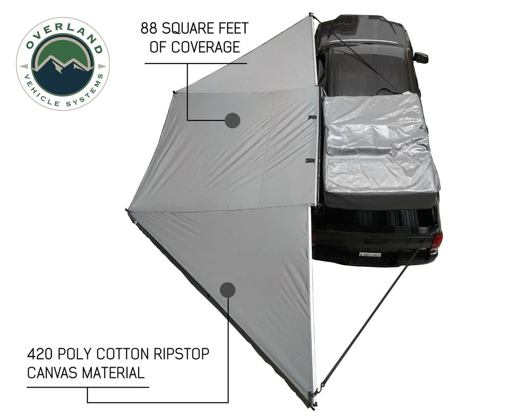 Overland Vehicle Systems Nomadic Awning 180 Dark Gray Cover With Black Transit Cover & Brackets