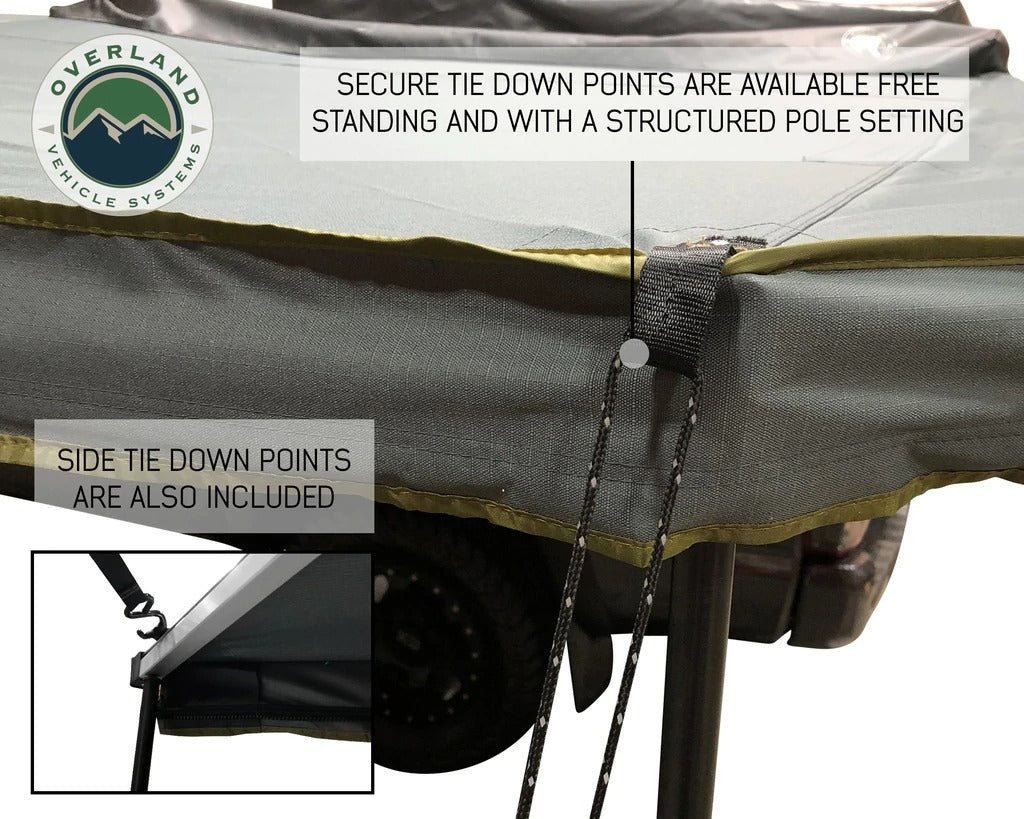 Overland Vehicle Systems Nomadic Awning 180 Dark Gray Cover With Black Transit Cover & Brackets