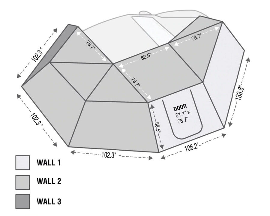 Overland Vehicle Systems Nomadic Awning 270 Side Wall 1 Dark Gray With Storage Bag Passenger