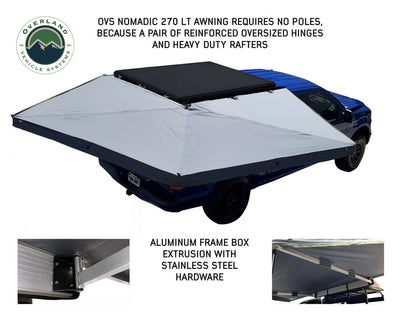 Overland Vehicle Systems Nomadic 270 LT Awning Passenger Side Dark Gray Cover With Black Cover Universal