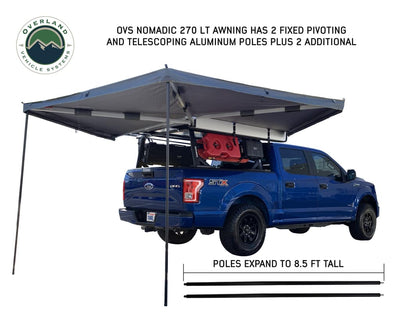 Overland Vehicle Systems Nomadic 270 LT Awning Passenger Side Dark Gray Cover With Black Cover Universal