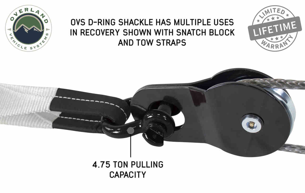 Overland Vehicle Systems Recovery Shackle 3/4" 4.75 Ton Black
