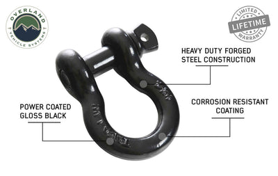 Overland Vehicle Systems Recovery Shackle 3/4" 4.75 Ton Black