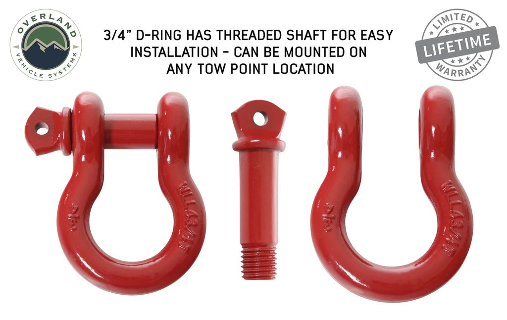 Overland Vehicle Systems Recovery Shackle 3/4" 4.75 Ton Red