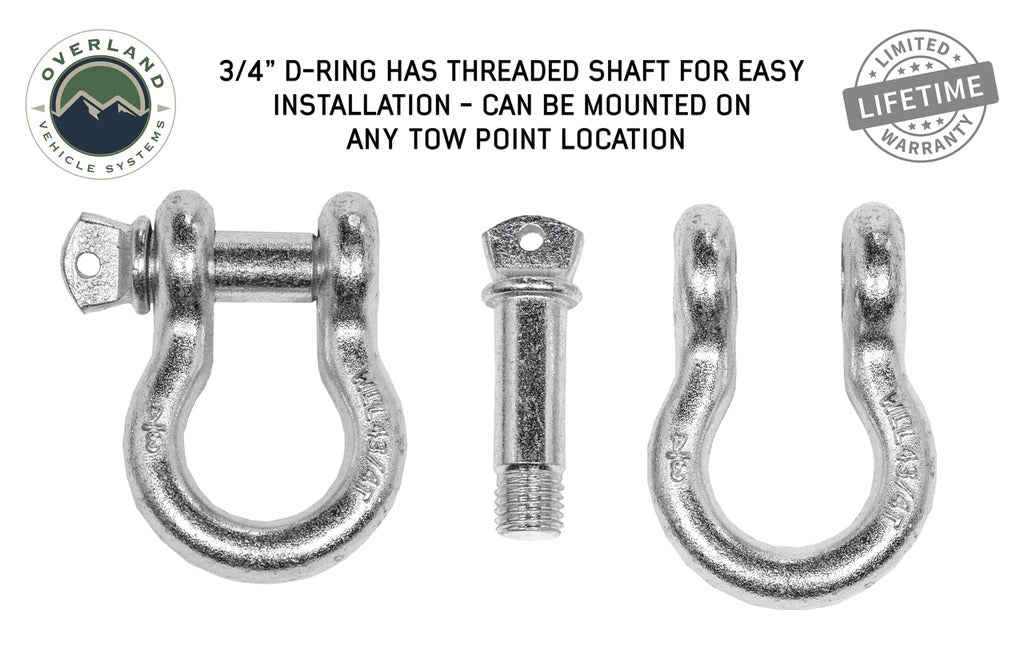 Overland Vehicle Systems Recovery Shackle 3/4" 4.75 Ton Zinc