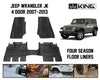 King 4WD Premium Four-Season Floor Liners Front and Rear Passenger Area Jeep Wrangler Unlimited JK 4 Door 2007-2013