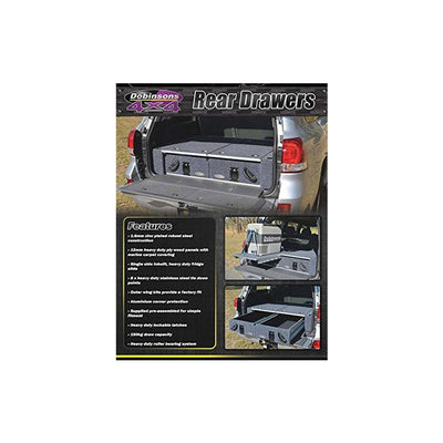 Dobinsons Rear Dual Roller Drawer Kit with Fridge Slide and Tie Down Points, Universal  Mount, 36X40X10 Inches