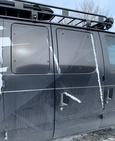 Overland Gear Guy Deluxe Insulated Magnetic Side Barn Door Window Covers (pair) - Ford Econoline