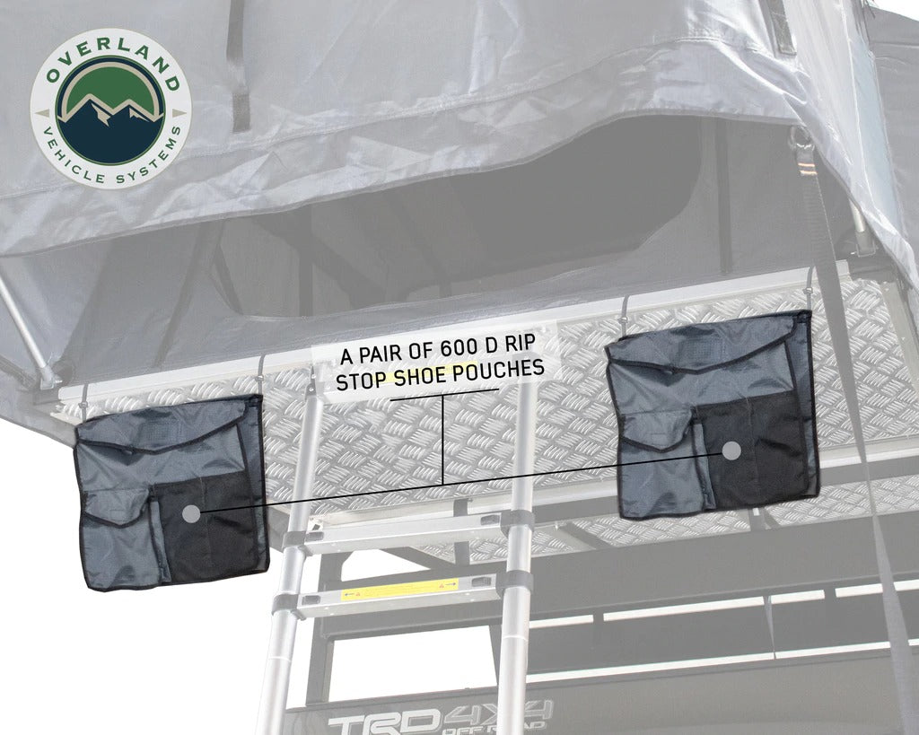 Overland Vehicle Systems Nomadic 3 Extended Roof Top Tent - Dark Gray Base With Green Rain Fly & Black Cover