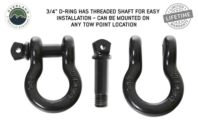 Overland Vehicle Systems Recovery Shackle 3/4" 4.75 Ton Black