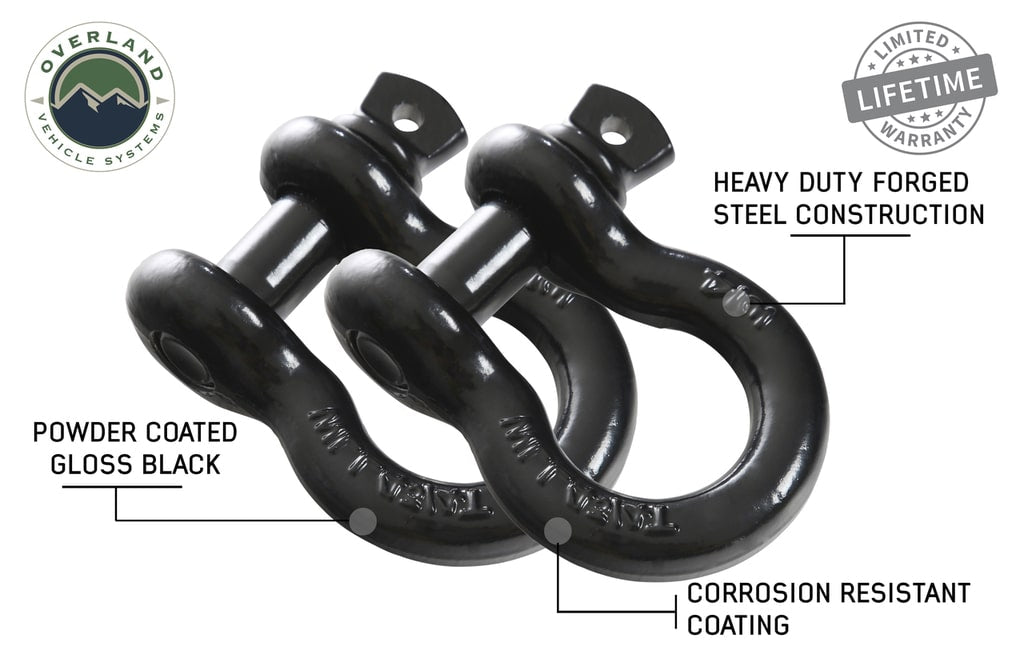 Overland Vehicle Systems Recovery Shackle 3/4" 4.75 Ton Black