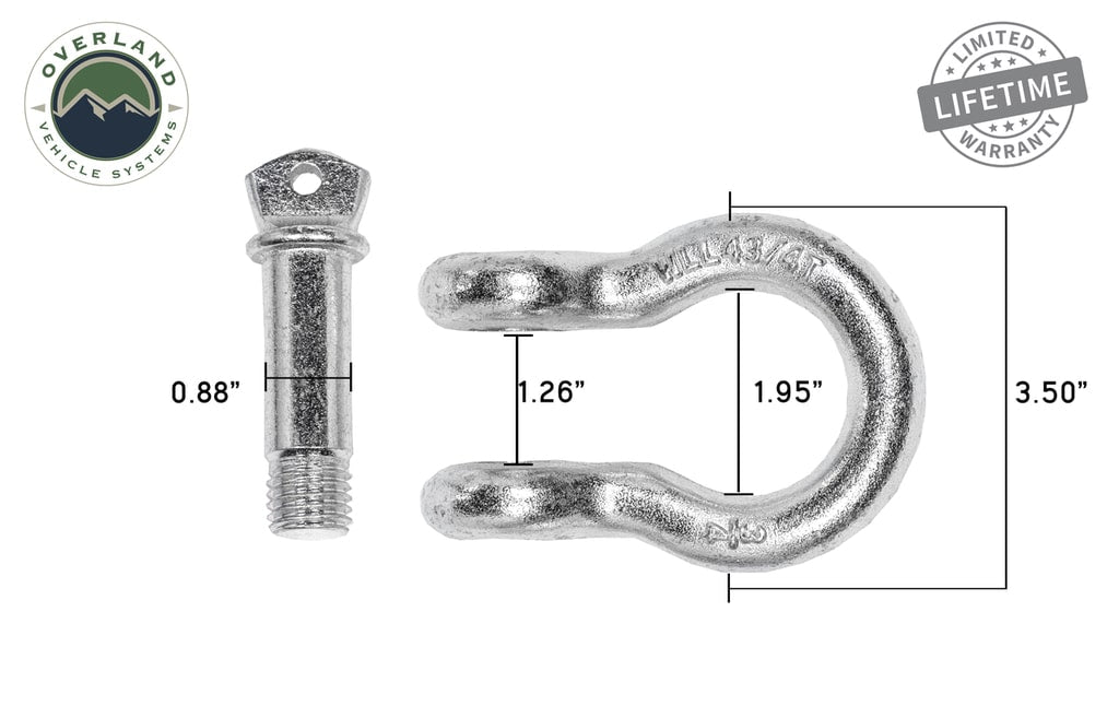 Overland Vehicle Systems Recovery Shackle 3/4" 4.75 Ton Zinc