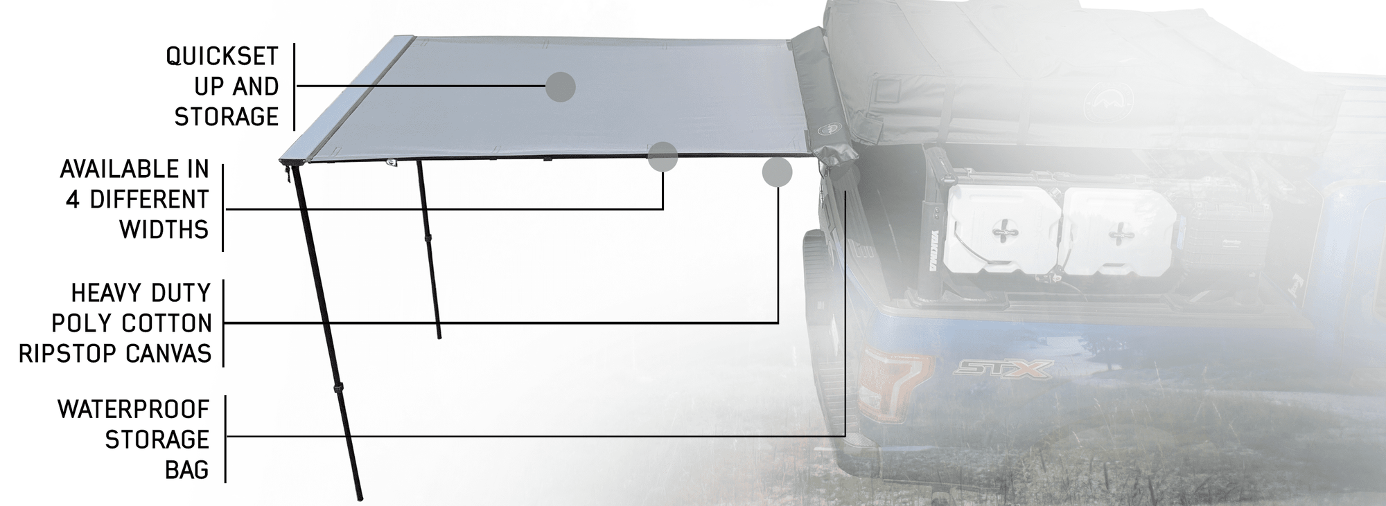 Overland Vehicle Systems Nomadic Awning 1.3 - 4.5' With Black Cover