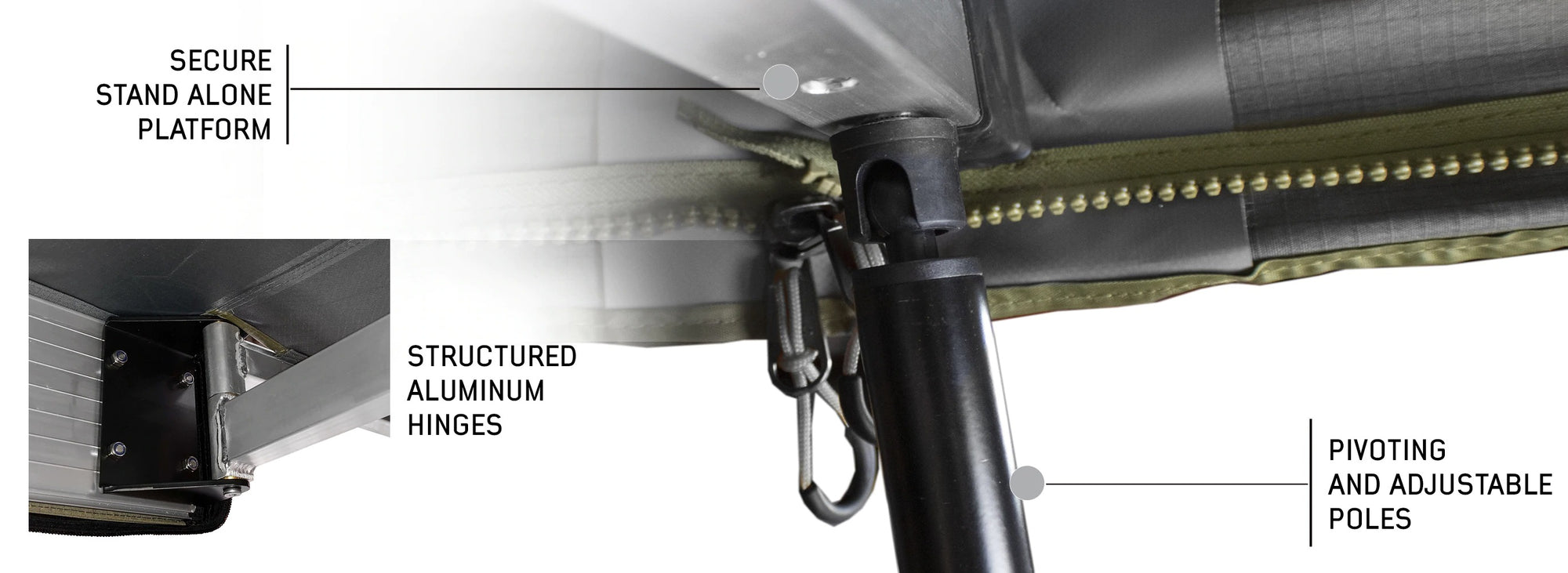 Overland Vehicle Systems Nomadic Awning 270 Dark Gray Cover With Black Transit Cover Driver Side & Brackets