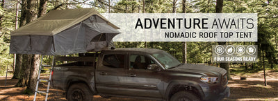 Overland Vehicle Systems Nomadic 3 Extended Roof Top Tent - Dark Gray Base With Green Rain Fly & Black Cover