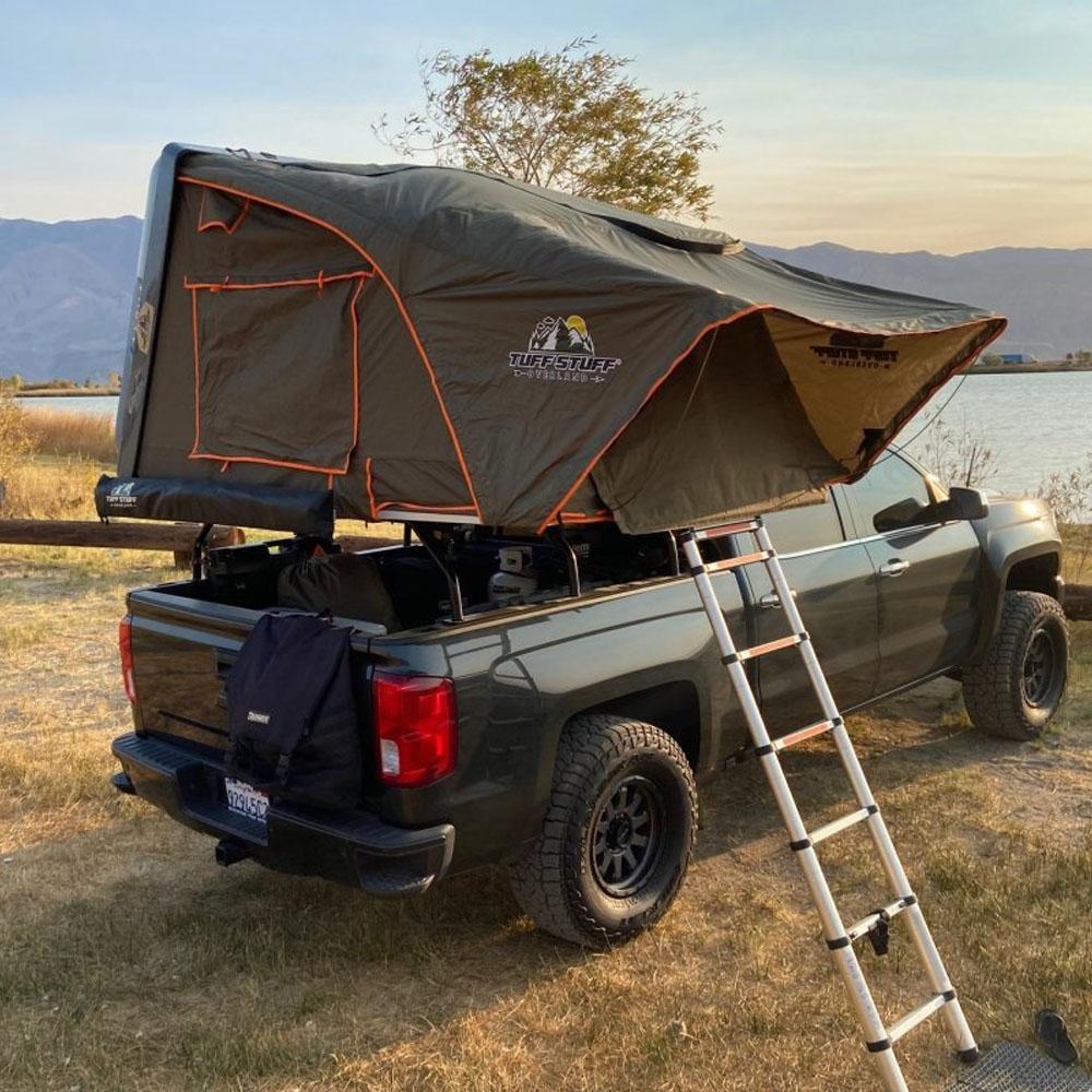 outlander tent Tuff Stuff Overland Alpha Hard Top Side Open Tent, Gray, 4 Person