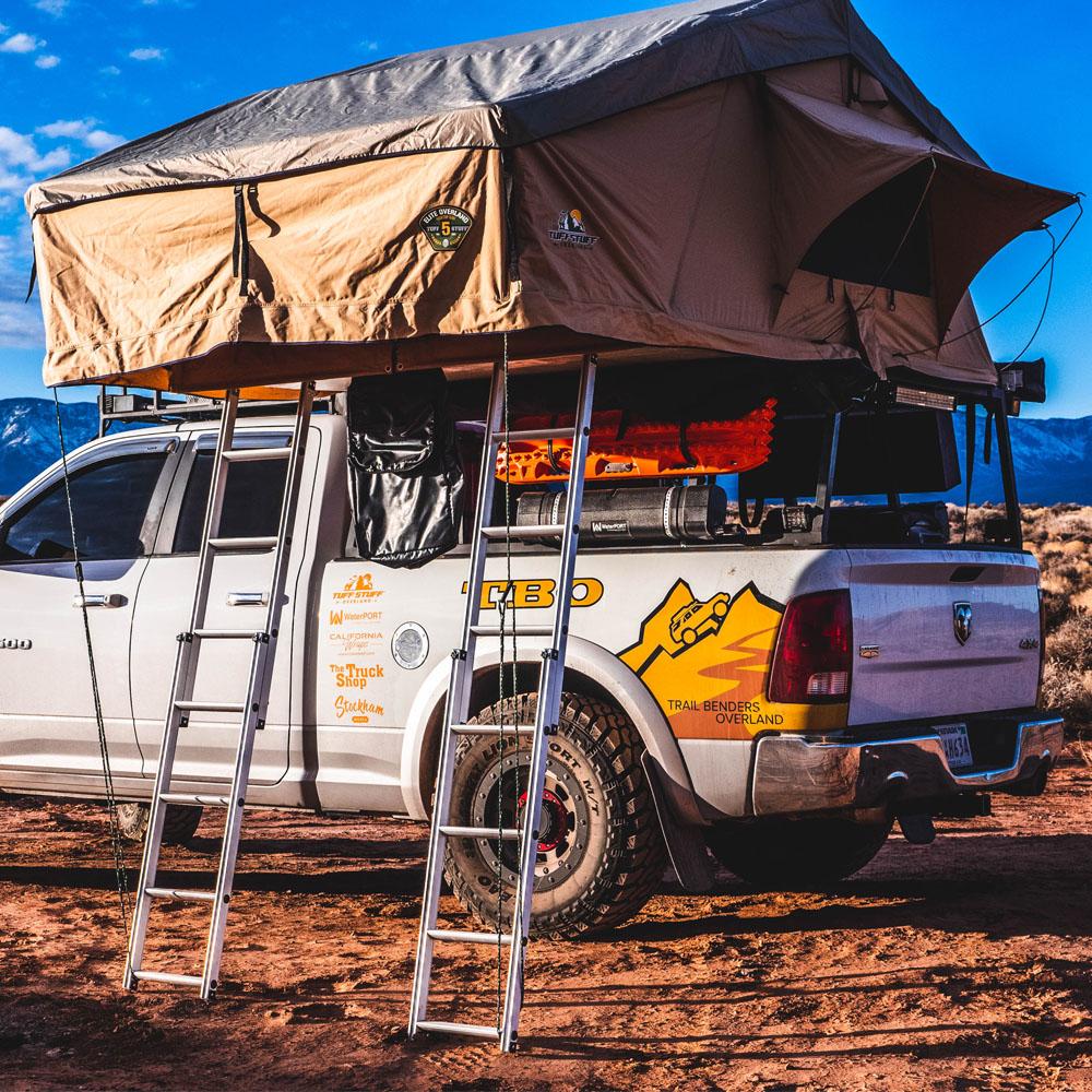 roof rack tent Tuff Stuff TS-RTT-ANX-ELT Elite Overland Roof Top Tent & Annex Room, 5 Person