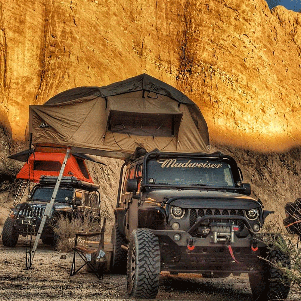 jeep wrangler roof tent Tuff Stuff TS-RTT-RAN-65 Ranger Overland Roof Top Tent, 3 Person, 65"
